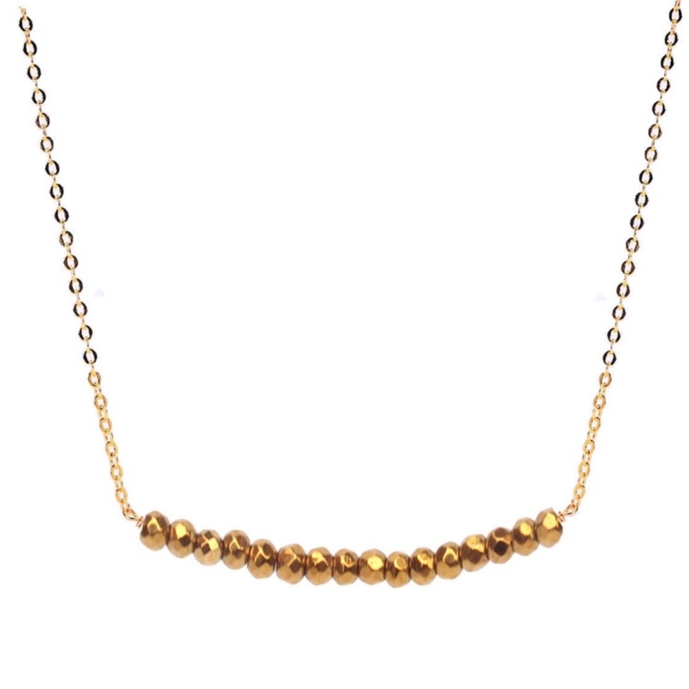 Gold Bead Bar Necklace